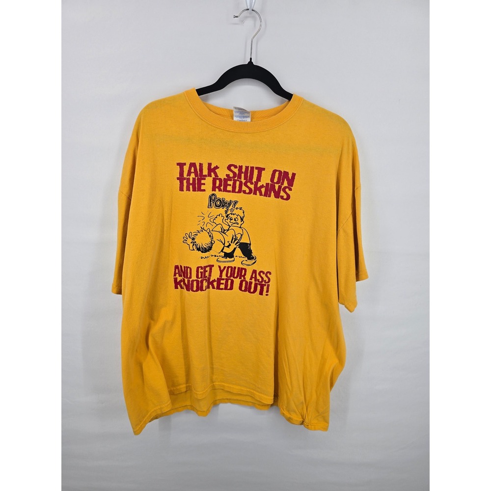 Gildan Talk S*** On The Redskins Graphic T-Shirt Yellow Mens 2XL XXL Novelty Tee